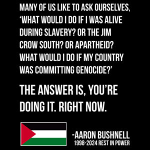 What would I do if my country was committing genocide? - Aaron Bushnell 2 Design
